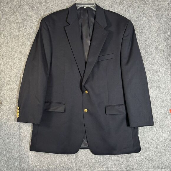 Lauren Ralph‎ Lauren Blazer Mens 46L Wool Blue Gold Button Sport Jacket Crest - Picture 1 of 12